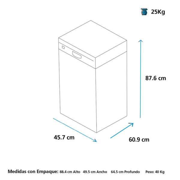 LAVAVAJILLAS PORTATIL 18" ACERO INOXIDABLE - 1/2 CARGA