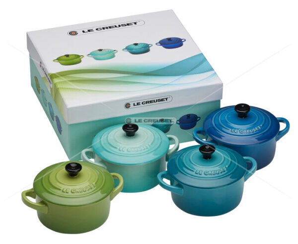SET 4 MINI COCOTTE LE CREUSET VERDE/AZUL